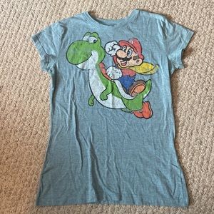 Nintendo size L Mario & Yoshi blue tee shirt